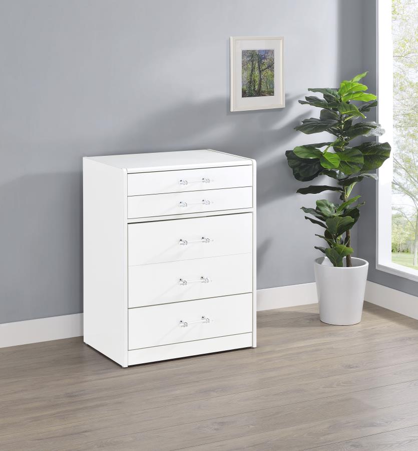 (image for) Danbury 3-drawer Makeup Vanity & Stool Set White High Gloss