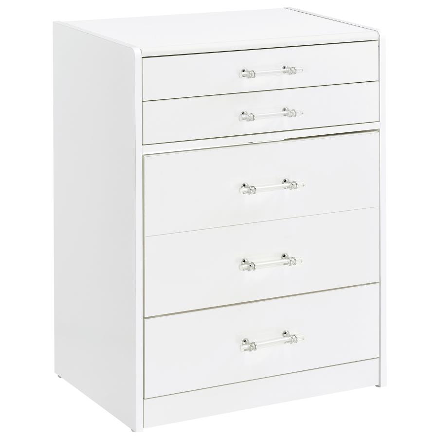 (image for) Danbury 3-drawer Makeup Vanity & Stool Set White High Gloss