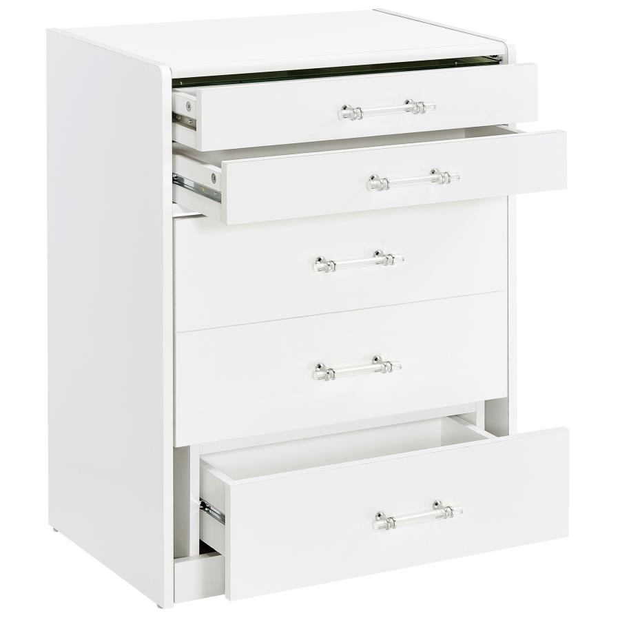 (image for) Danbury 3-drawer Makeup Vanity & Stool Set White High Gloss