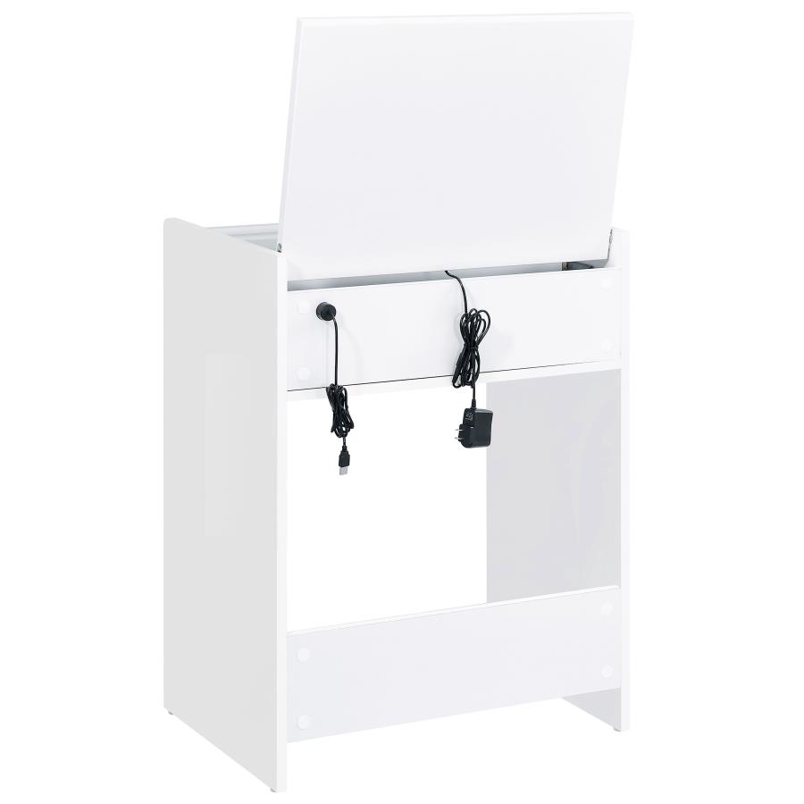 (image for) Danbury 3-drawer Makeup Vanity & Stool Set White High Gloss