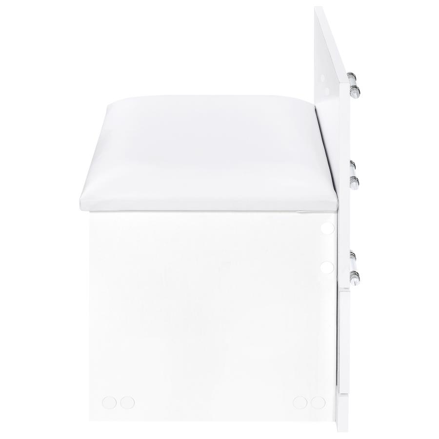 (image for) Danbury 3-drawer Makeup Vanity & Stool Set White High Gloss