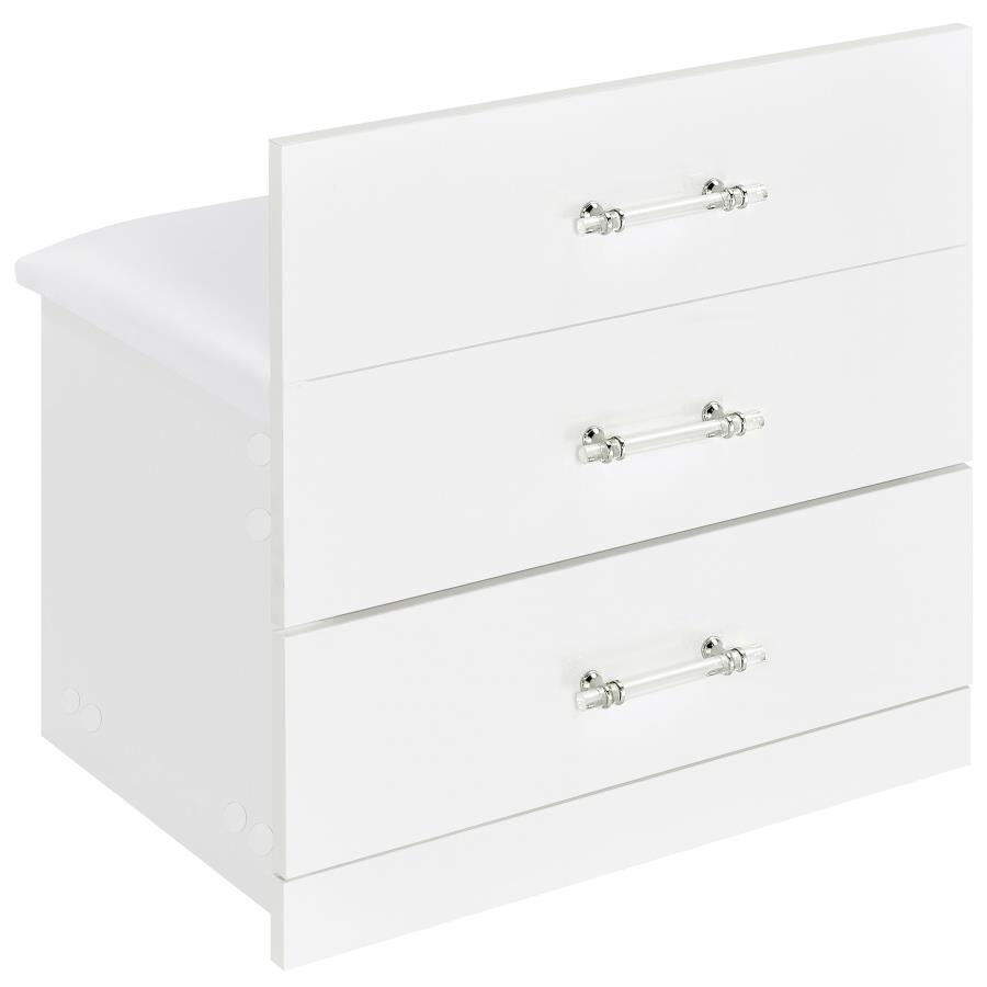 (image for) Danbury 3-drawer Makeup Vanity & Stool Set White High Gloss