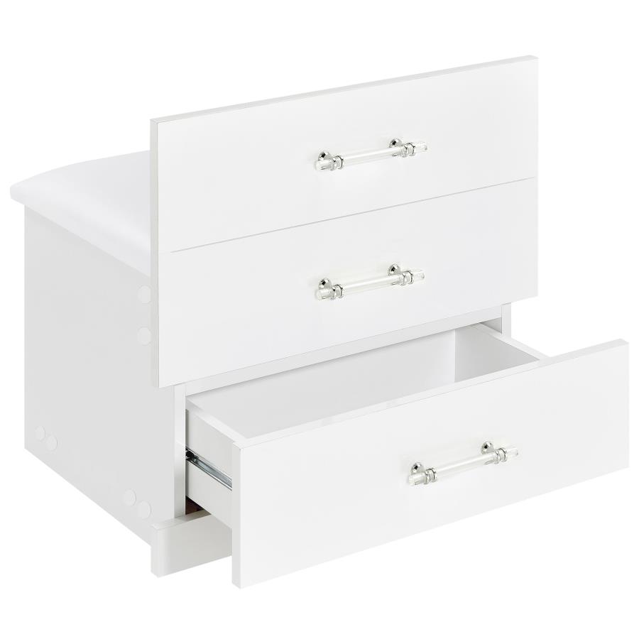 (image for) Danbury 3-drawer Makeup Vanity & Stool Set White High Gloss