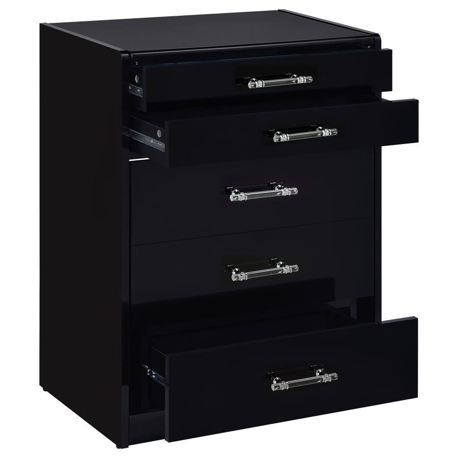 (image for) Danbury 3-drawer Makeup Vanity & Stool Set Black High Gloss