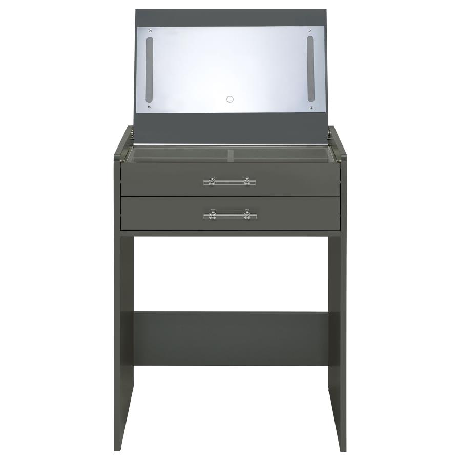 (image for) Danbury 3-drawer Makeup Vanity & Stool Set Grey High Gloss