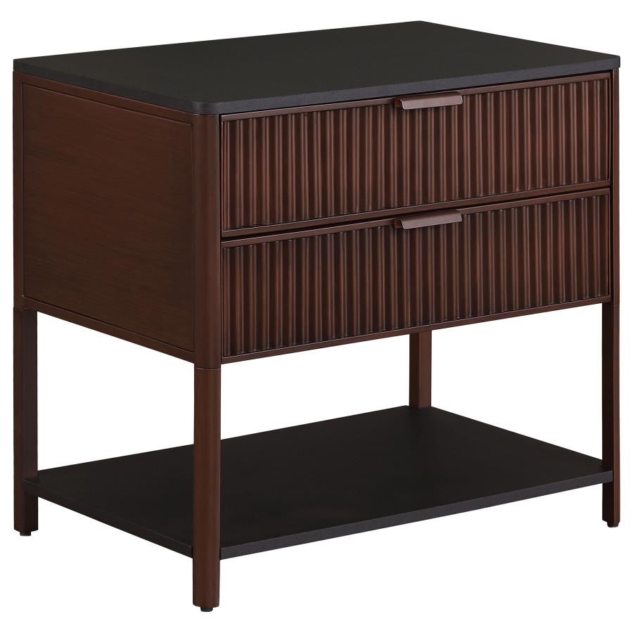 (image for) Zimmerlee 2-drawer Side Table with Shelf Rust Brown