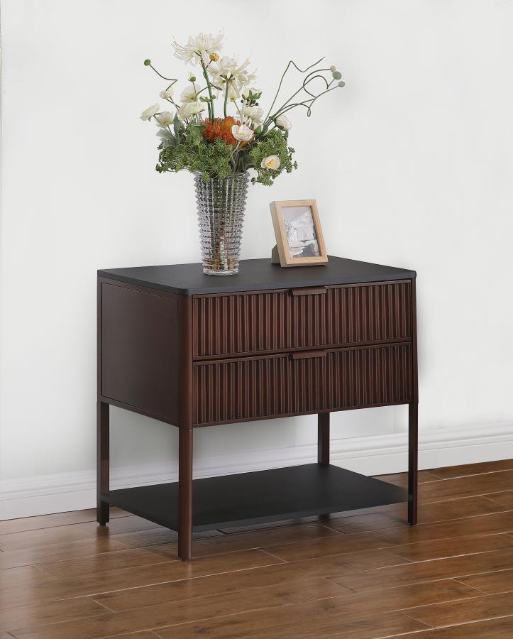 (image for) Zimmerlee 2-drawer Side Table with Shelf Rust Brown