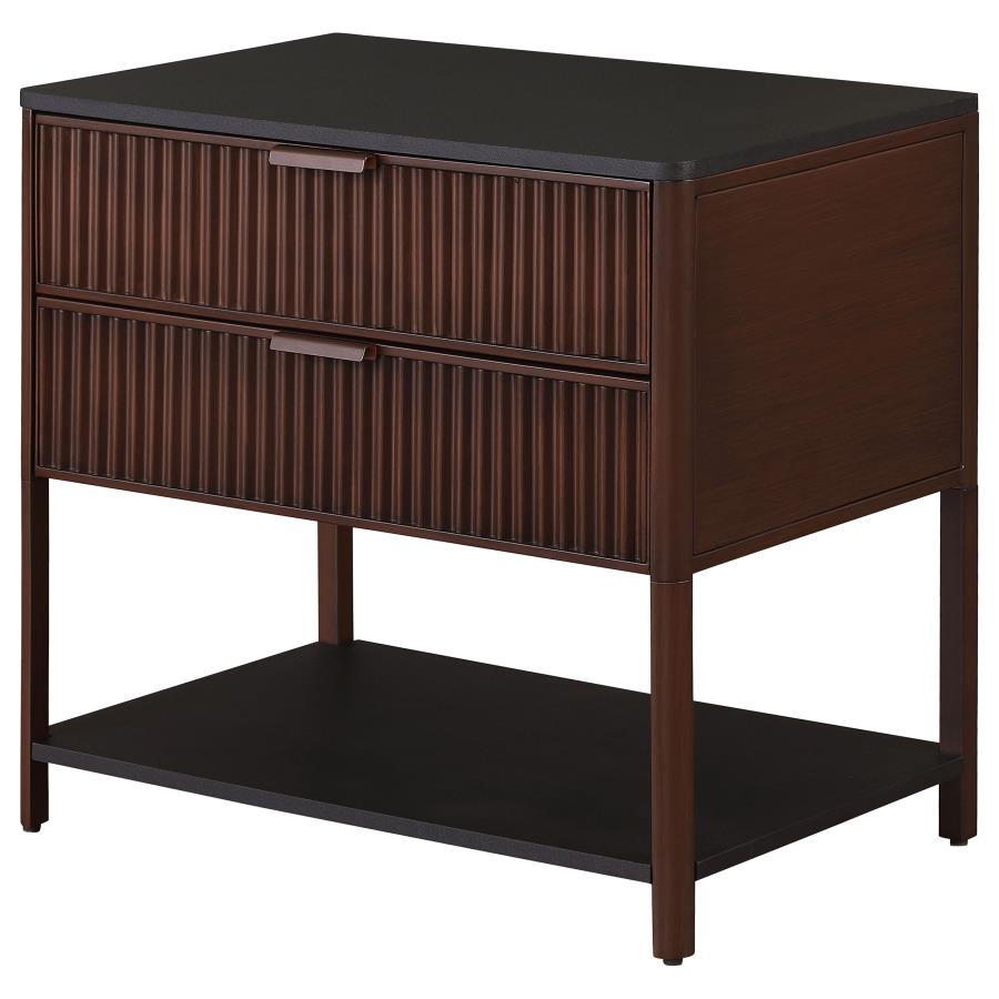 (image for) Zimmerlee 2-drawer Side Table with Shelf Rust Brown