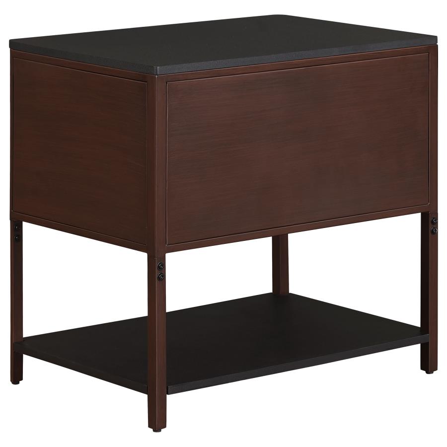 (image for) Zimmerlee 2-drawer Side Table with Shelf Rust Brown