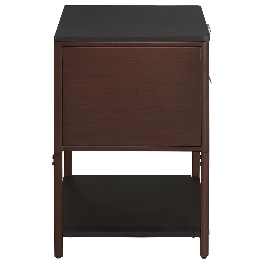 (image for) Zimmerlee 2-drawer Side Table with Shelf Rust Brown