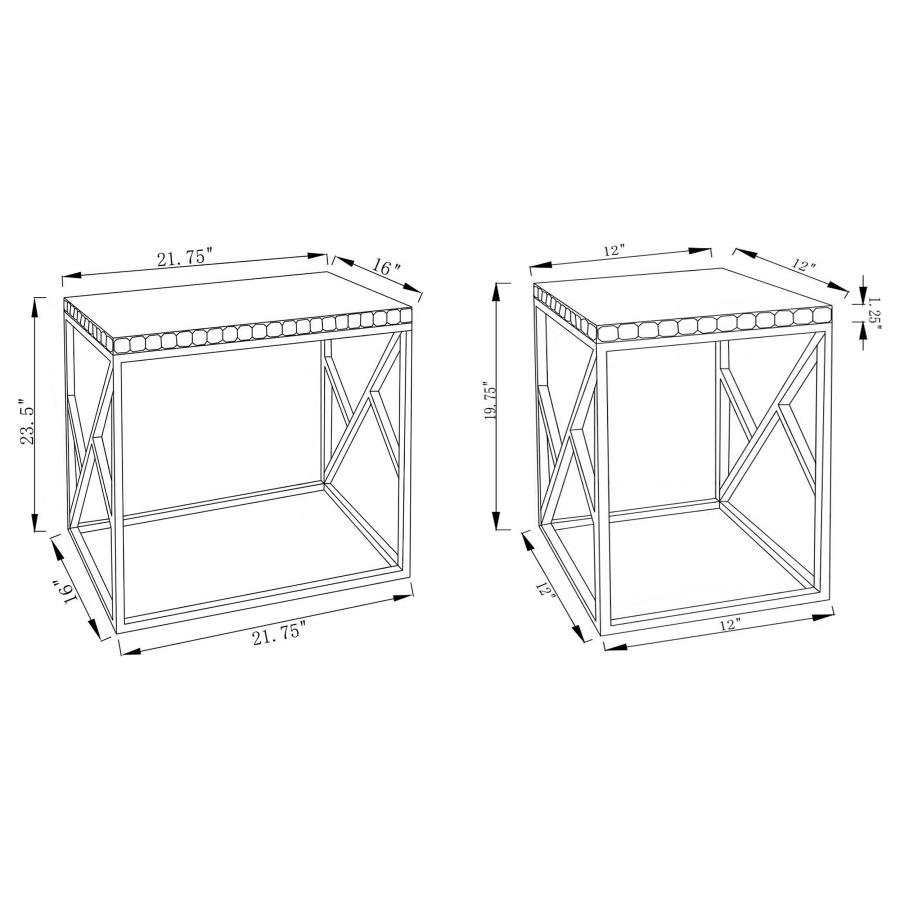 (image for) Betsy 2-piece Mirrored Stainless Steel Nesting Tables Silver