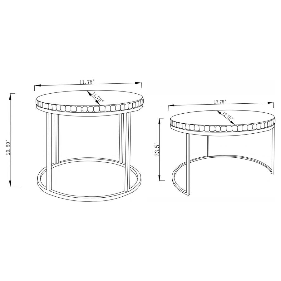 (image for) Addison 2-piece Round Mirror Top Nesting Tables Silver