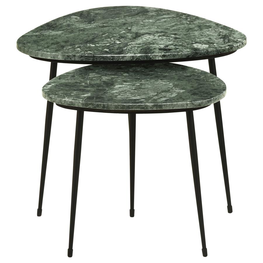 (image for) Tobias 2-piece Triangular Marble Top Nesting Table Green