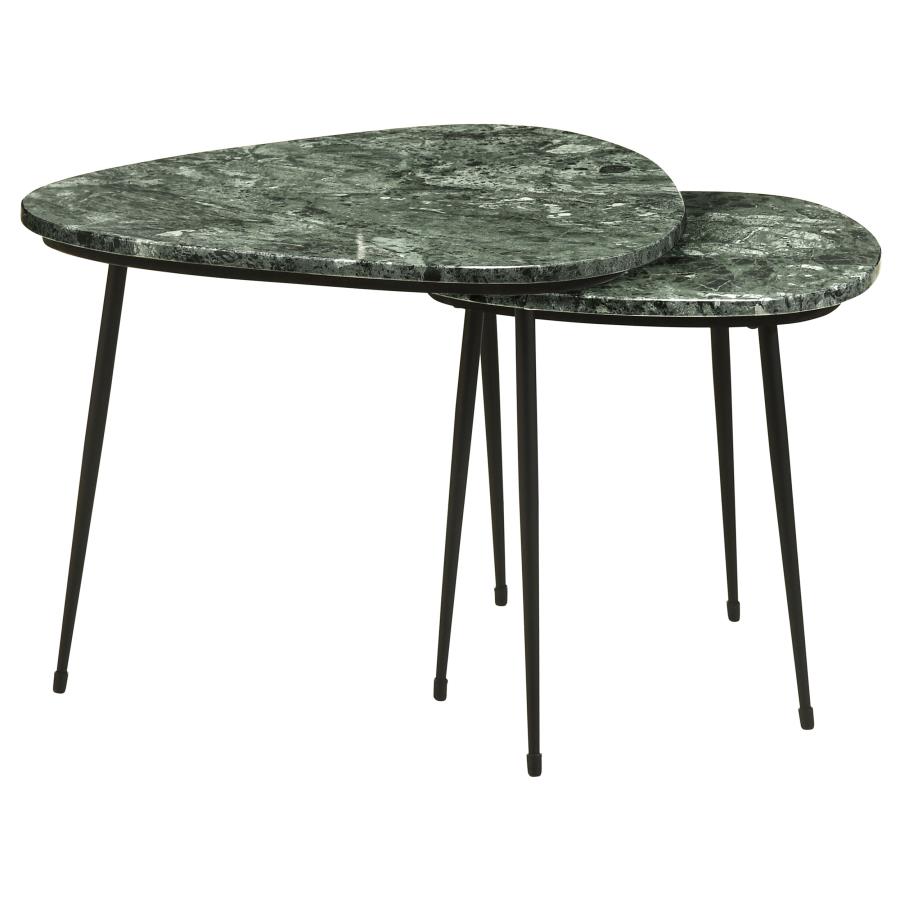 (image for) Tobias 2-piece Triangular Marble Top Nesting Table Green