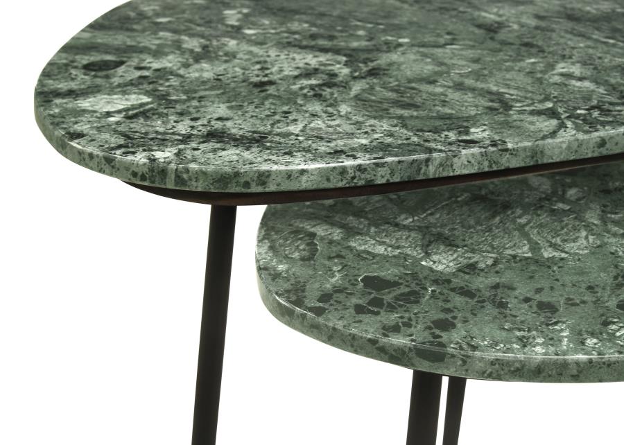 (image for) Tobias 2-piece Triangular Marble Top Nesting Table Green