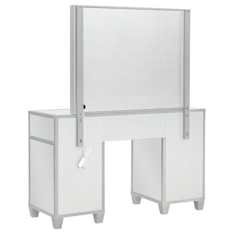 (image for) Allora 9-drawer Vanity Set with Lighting Metallic Silver