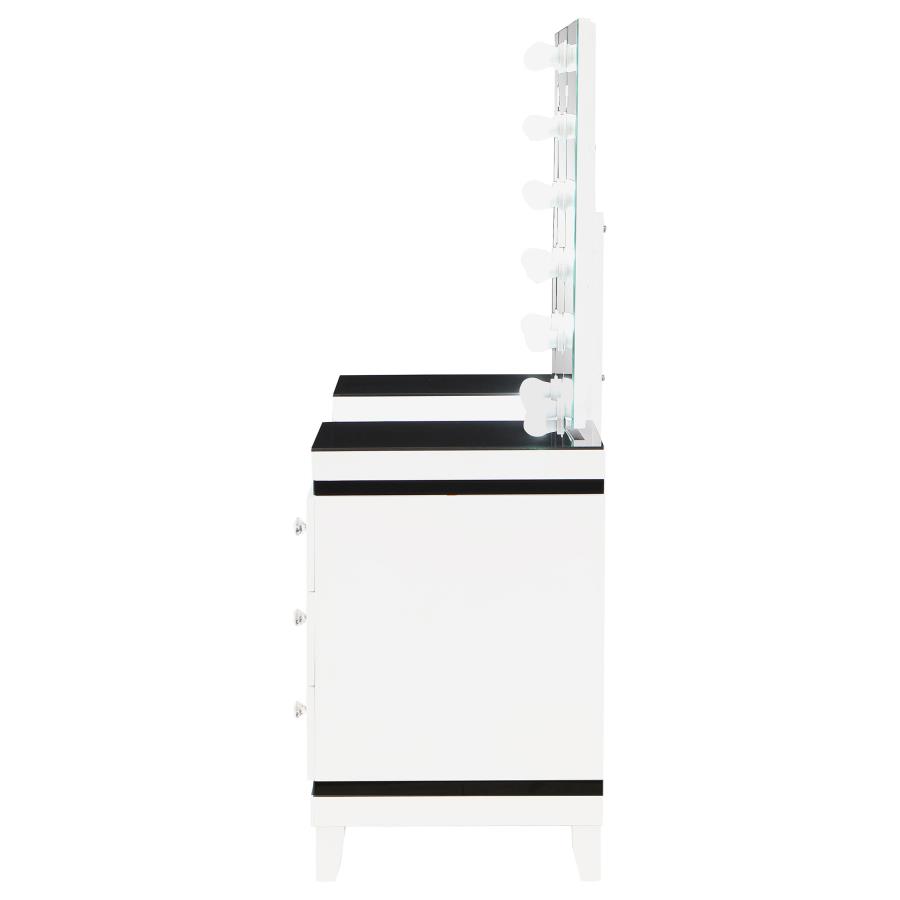 (image for) Talei 6-drawer Vanity Set with Lighting Black and White