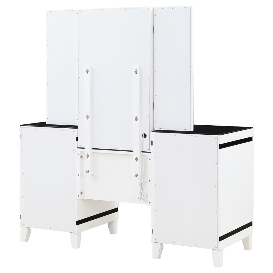 (image for) Talei 6-drawer Vanity Set with Lighting Black and White