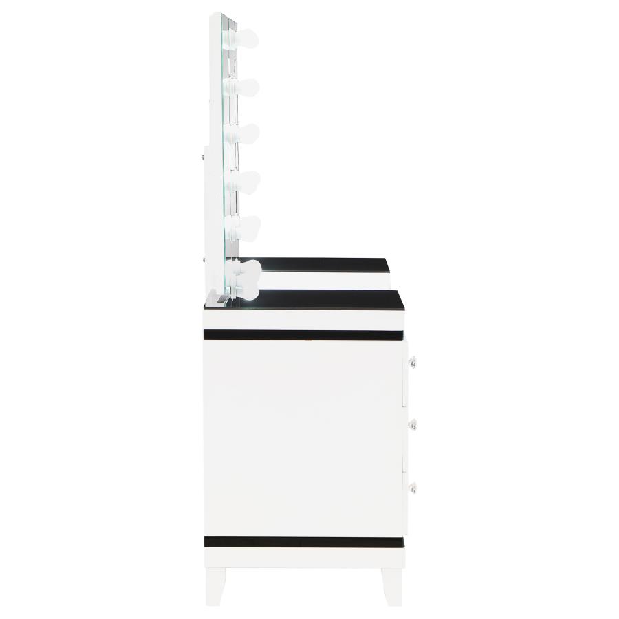 (image for) Talei 6-drawer Vanity Set with Lighting Black and White