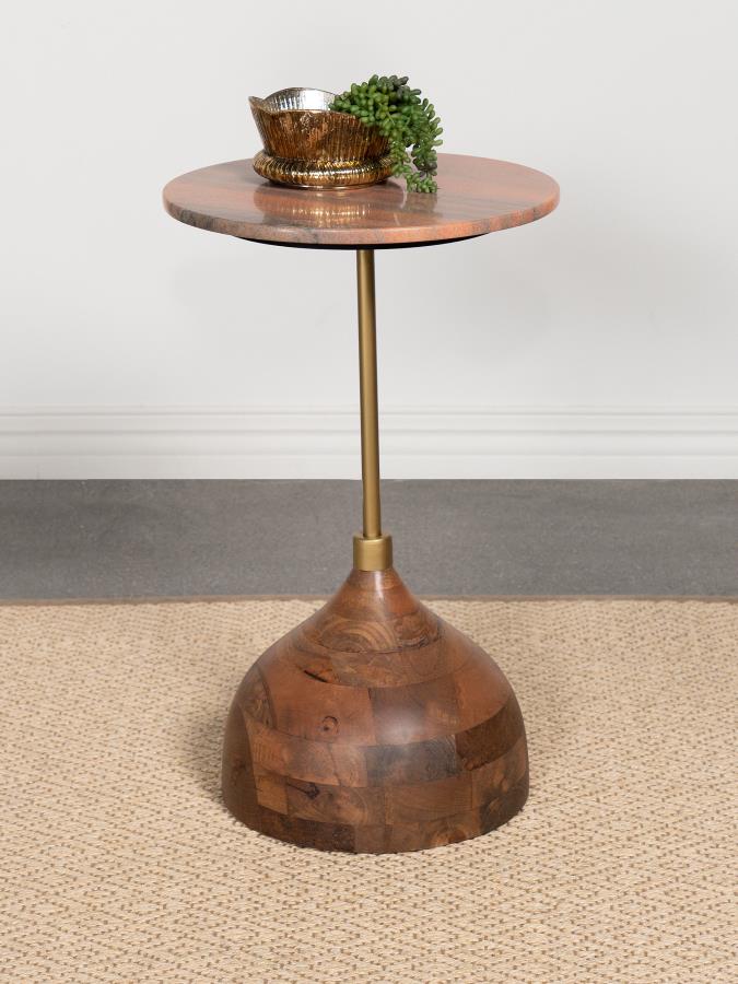 (image for) Colima Round Wood Top Accent Side Table Peach