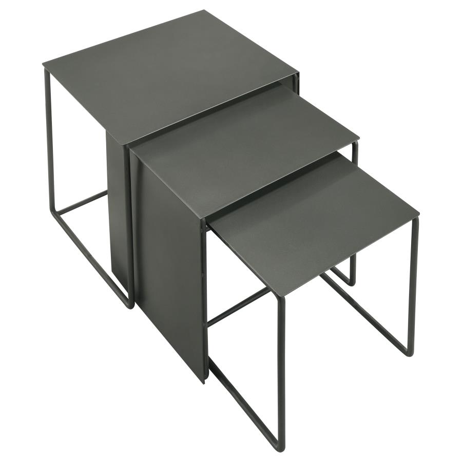 (image for) Imez 3-piece Rectangular Metal Nesting Table Set Grey