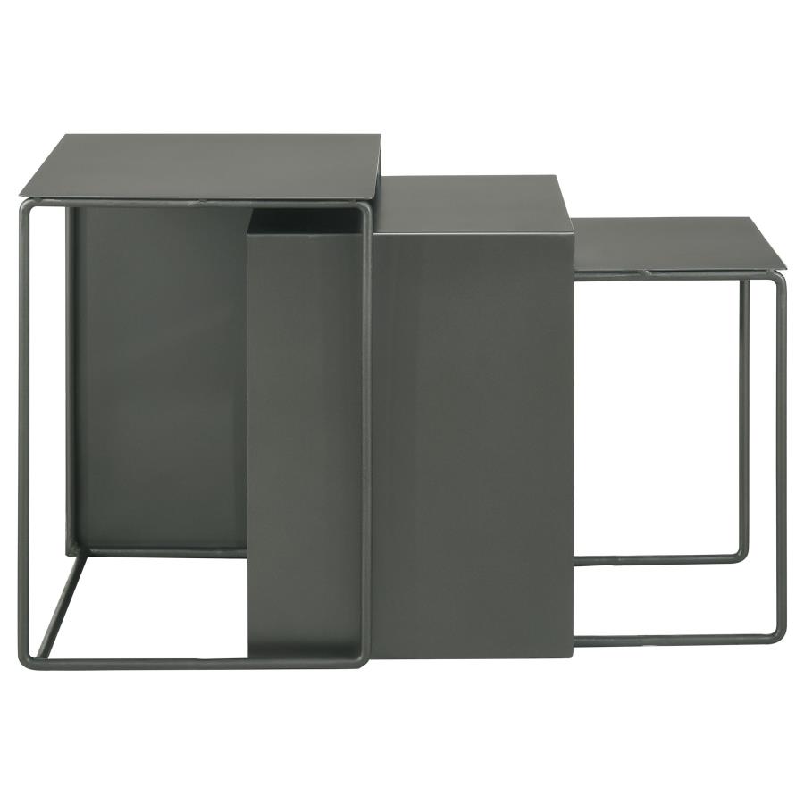 (image for) Imez 3-piece Rectangular Metal Nesting Table Set Grey