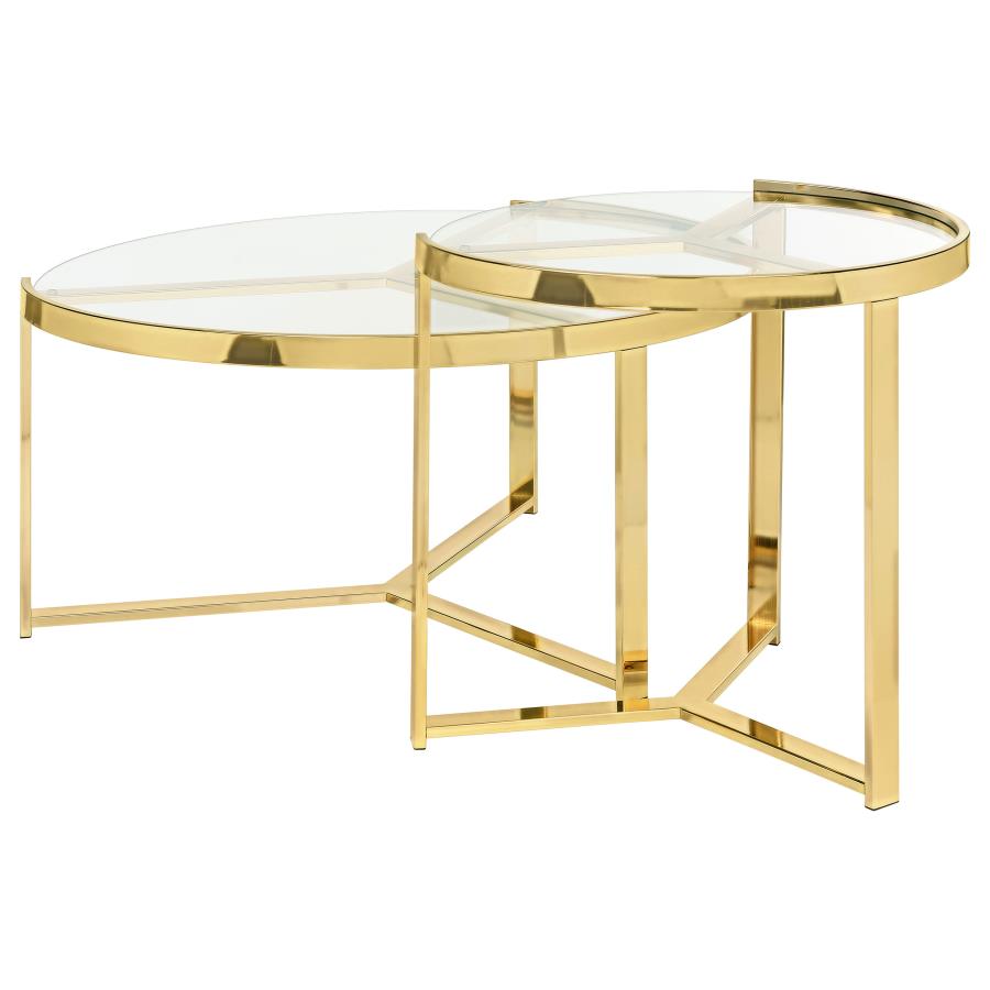 (image for) Delia 2-Piece Round Glass Top Nesting Coffee Table Gold