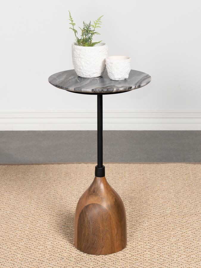 (image for) Ophelia Round Marble Top Accent Side Table Black