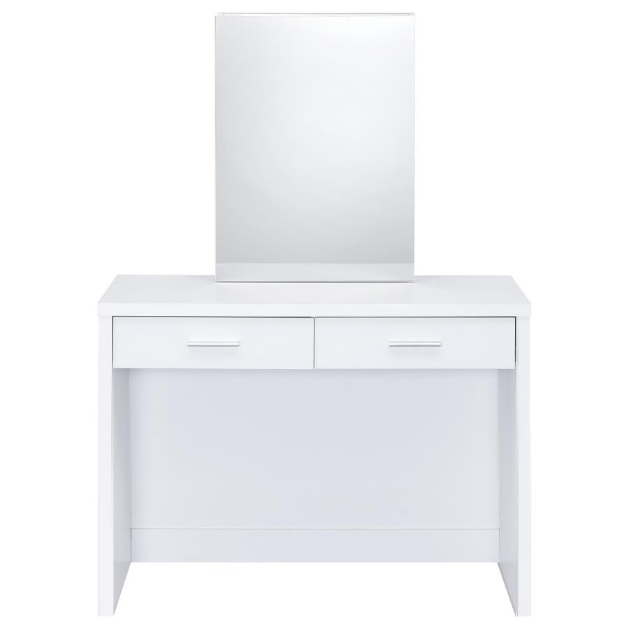 Bunbury Makeup Vanity Table Set Storage Mirror and Stool White