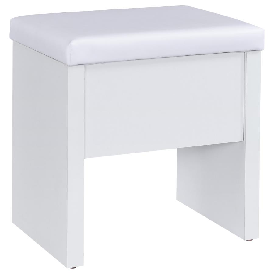 Bunbury Makeup Vanity Table Set Storage Mirror and Stool White
