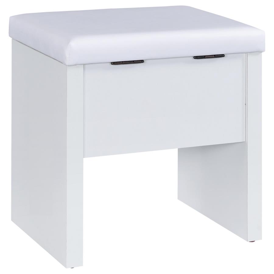 Bunbury Makeup Vanity Table Set Storage Mirror and Stool White