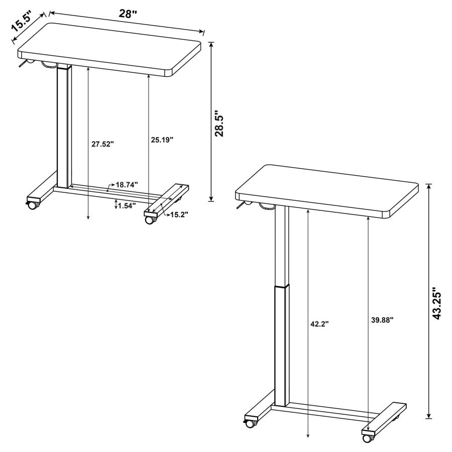 Modal Additional Images for Westpark Pneumatic Adjustable C-Shape Side Table with Casters Black