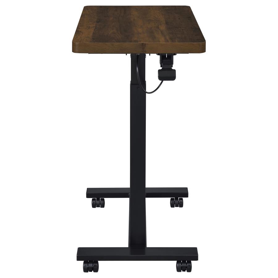 Westpark Pneumatic Adjustable C-Shape Side Table with Casters Dark Pine