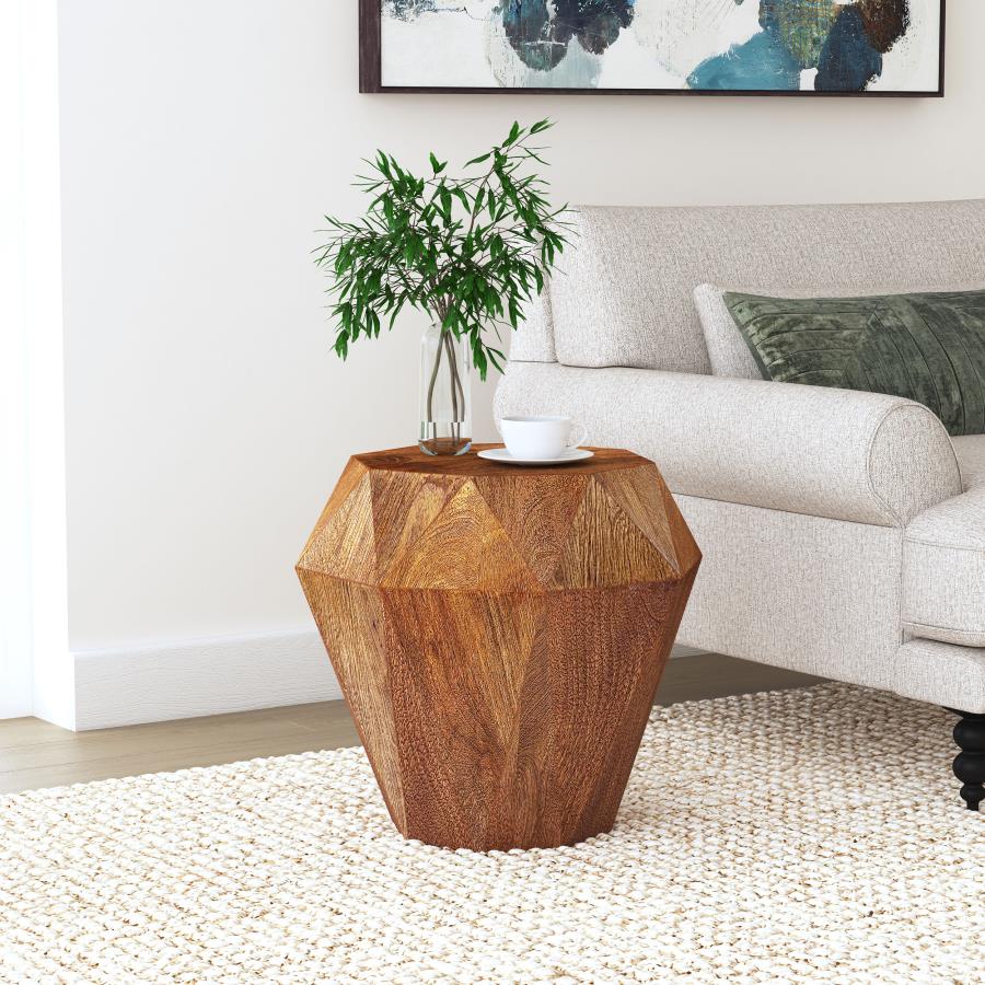 (image for) Jacinto Octagonal Solid Mango Wood Side Table Natural Brown