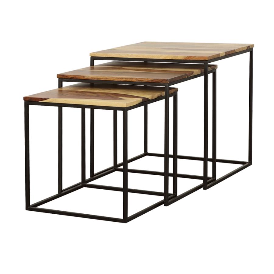 (image for) Belcourt 3-piece Square Nesting Tables Natural and Black