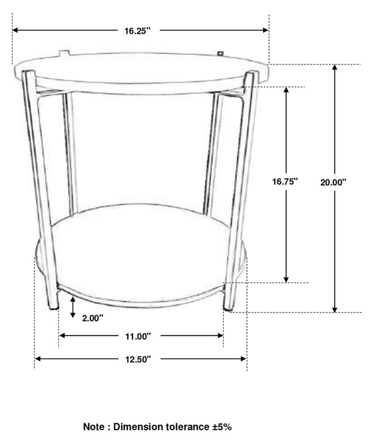 (image for) Noemie Round Marble Top Accent Side Table White and Gunmetal