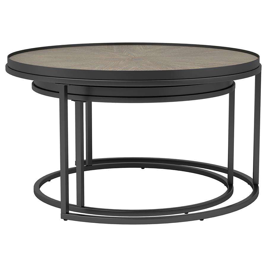 (image for) Rodrigo 2-piece Round Wood Nesting Table Set Weathered Elm