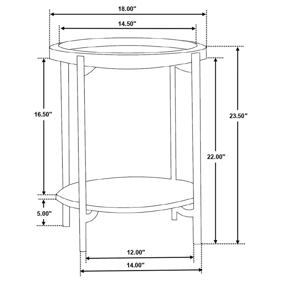 (image for) Adhvik Round Side Table with Marble Shelf Natural and Black