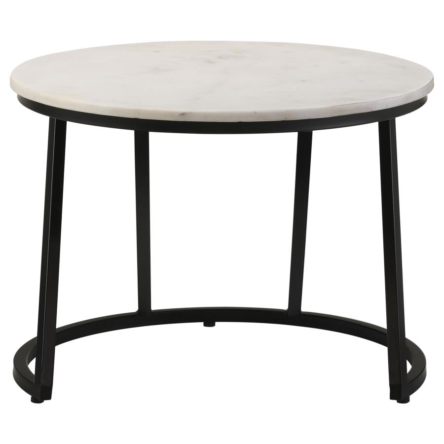 (image for) Miguel Round Marble Top Coffee Table White and Black