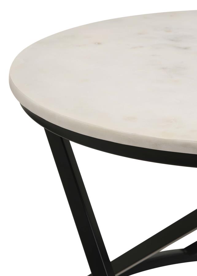 (image for) Miguel Round Marble Top Coffee Table White and Black