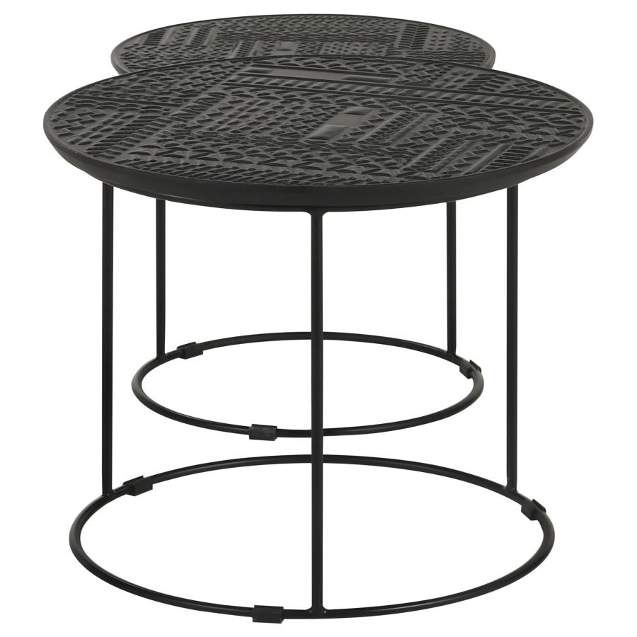 (image for) Loannis 2-piece Round Mango Wood Nesting Table Matte Black