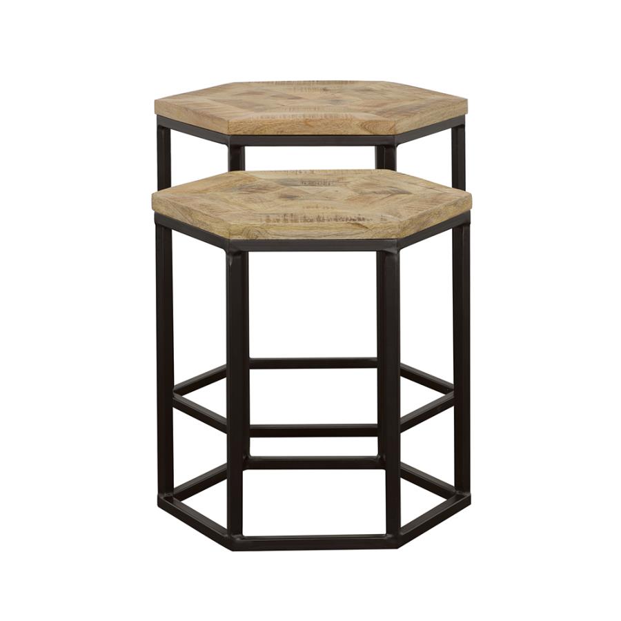 (image for) Adger 2-piece Hexagonal Nesting Tables Natural and Black