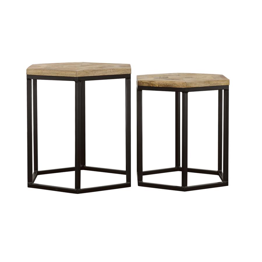 (image for) Adger 2-piece Hexagonal Nesting Tables Natural and Black