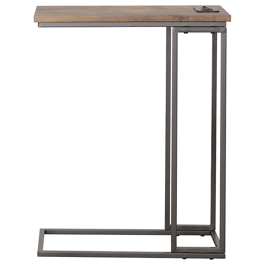 (image for) Rudy C-Shaped Side Table with Power Outlet Antique Brown