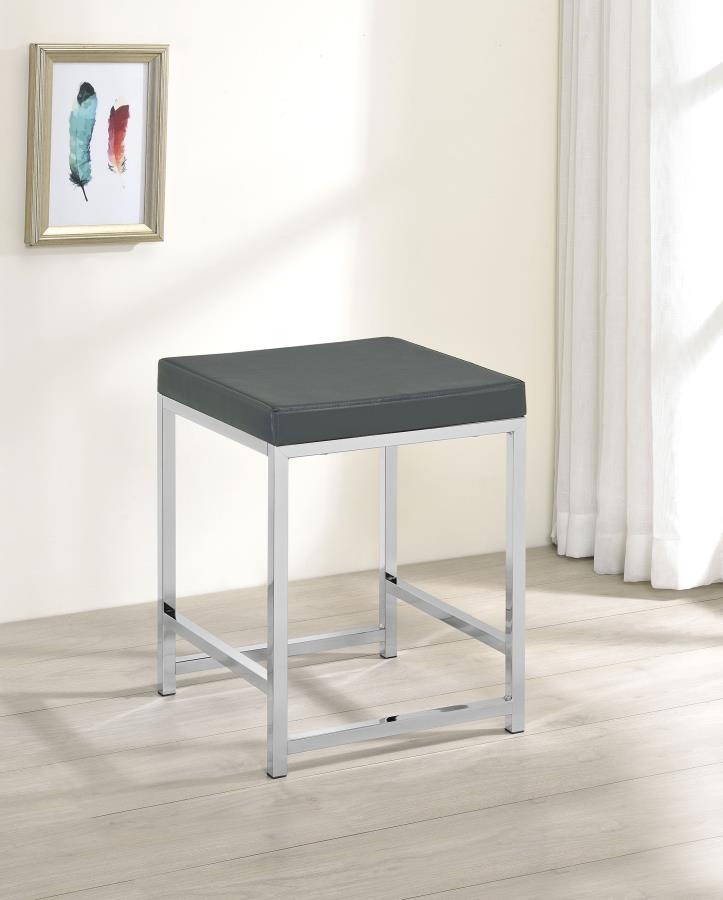 (image for) Afshan Upholstered Square Padded Vanity Stool Chrome