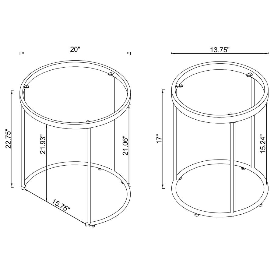 (image for) Maylin 2-piece Round Glass Top Nesting Table Set Gold