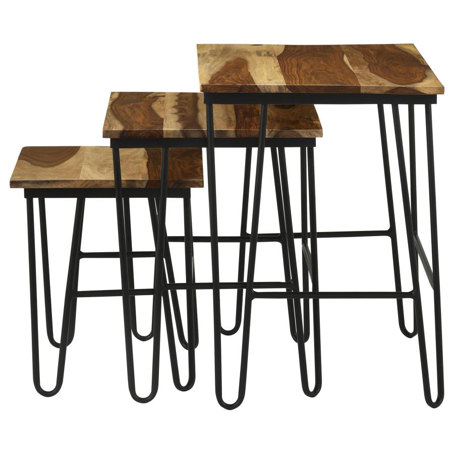 (image for) Nayeli 3-piece Solid Sheesham Wood Nesting Tables Natural