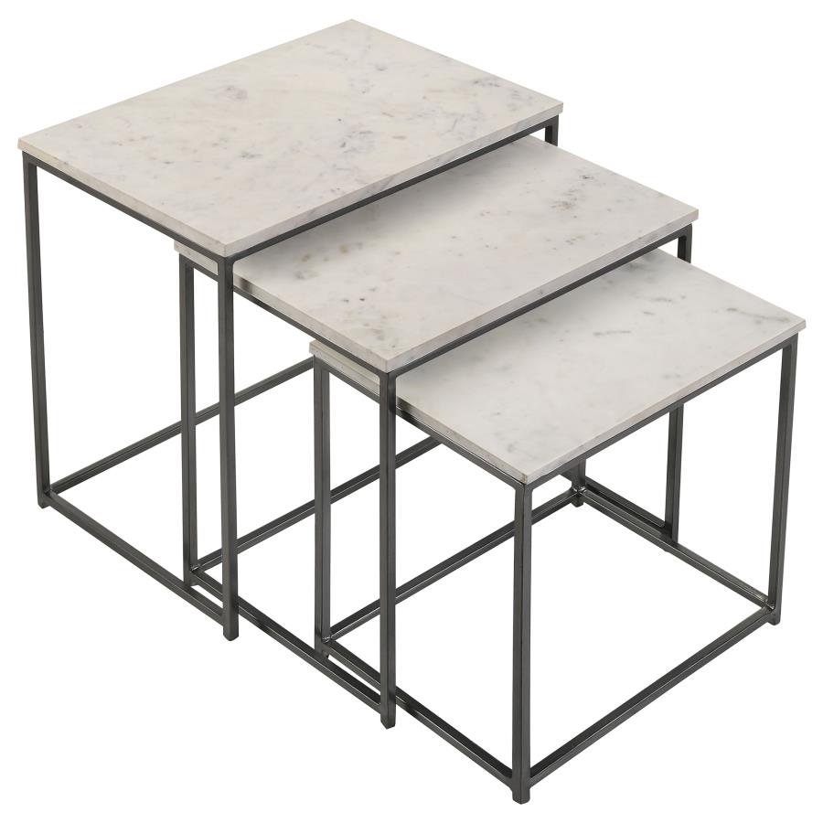 (image for) Medora 3-piece Marble Top Nesting Table Set White