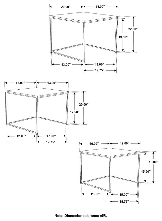 (image for) Medora 3-piece Marble Top Nesting Table Set White