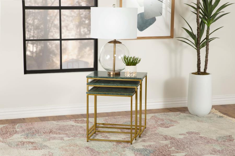 (image for) Medora 3-piece Marble Top Nesting Table Set Green